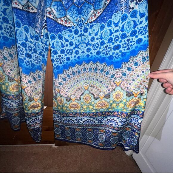 BOSTON PROPER Strapless Boho Print Jumpsuit with Tassel Details, Size Medium - Picture 3 of 5